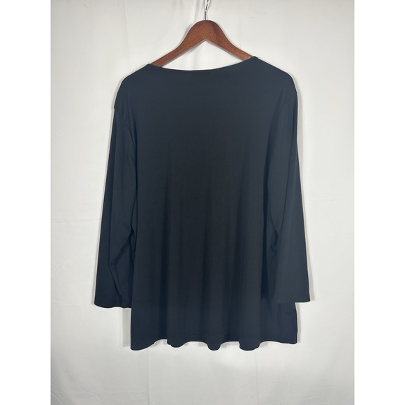 Educe Womens Black Floral Beaded Top Size 3X Stretch Disco Glam Corpcore Femme - Picture 3 of 10